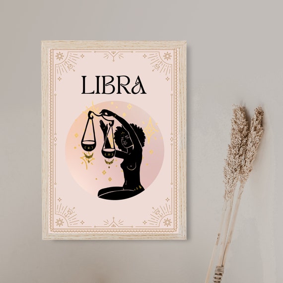 Art &amp; Collectibles Instant Download Horoscope Print Libra Zodiac Print ...