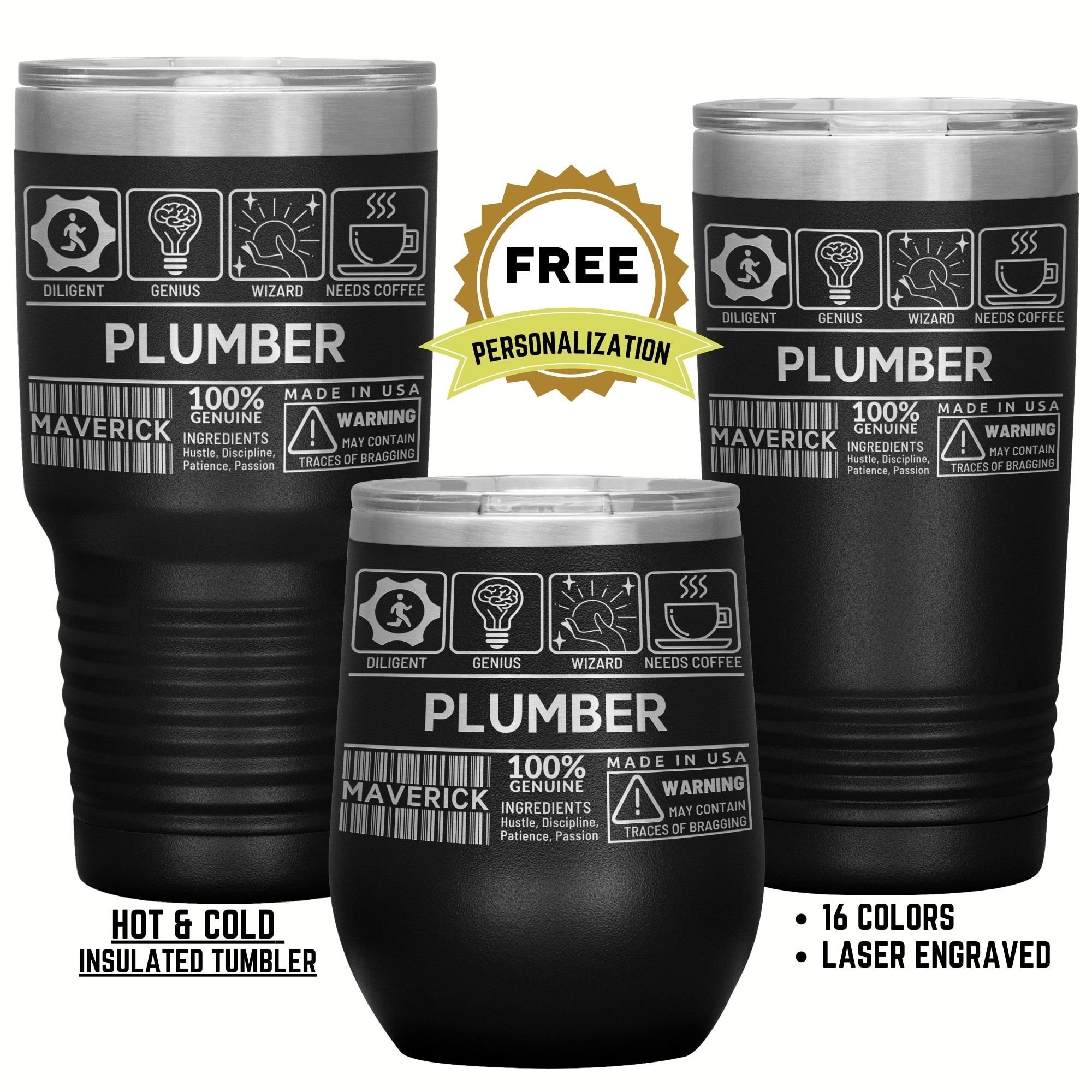 Funny PLUMBER Gift Personalized 20oz 30oz Insulated Double - Etsy Australia