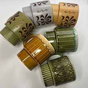 Japan Stamped STACKING Stoneware Mugs