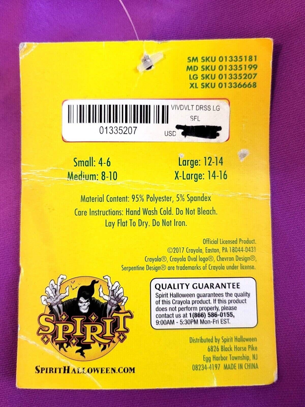 Spirit Halloween CRAYOLA Hooded DRESS 