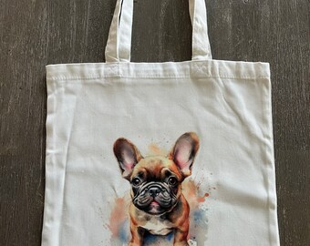 Watercolor dog tote bag