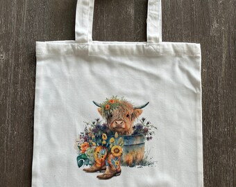 Highland cow tote bag