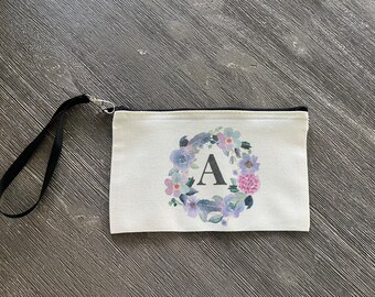 Zippered Canvas Wristlet Bag Personalized