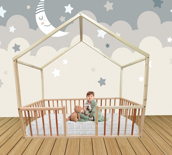 Toddler Montessori Bed Wood Bed Handmade Montessori Kids Etsy