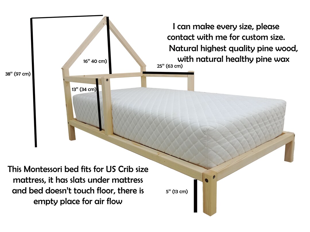Toddler Bed Crib Size Bed Montessori Bed Handmade Bed Wood Etsy