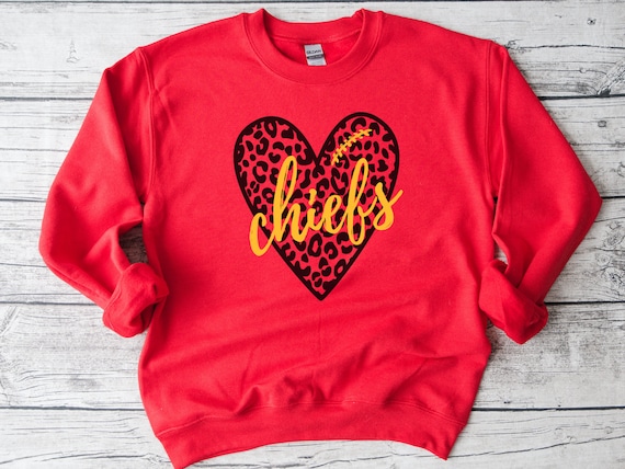 Kansas City Chiefs Cute Sweatshirt // Leopard Heart Football