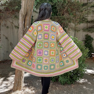 Womens Clothing On Sale Plus Sizes, Granny Square Cardigan, Sweater for Women, Chunky Knit Cardigan, Jacket Women Fall, Gift for her