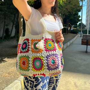 Crochet Bag, Granny Square Bag, Shoulder Bag, Patchwork Bag, Colorful Bag, Women's Bag, Summer Bag, Afghan Bag, Boho Bag, Cristamas Bag Gift image 1