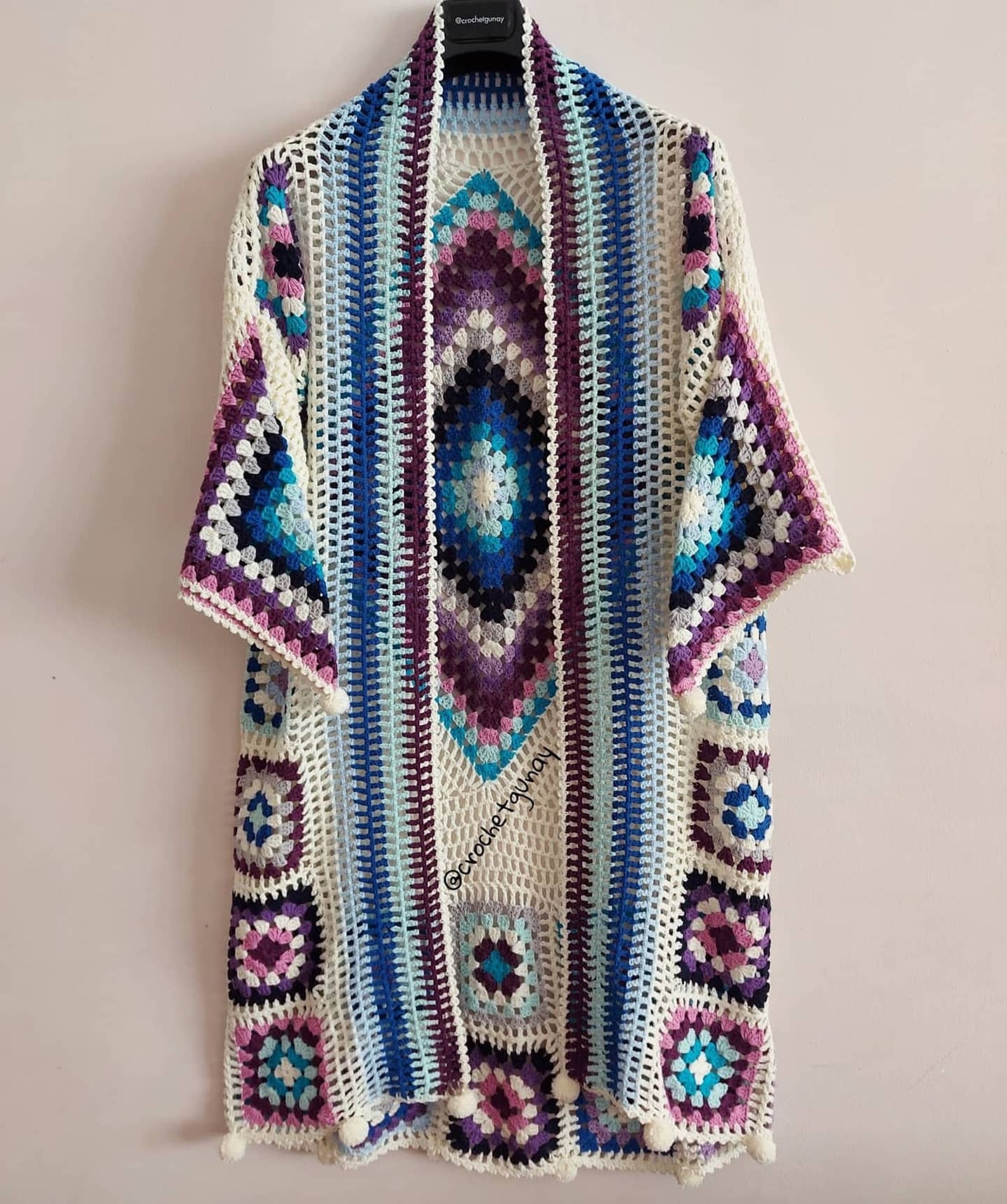 White Granny Square Cardigan Crochet Boho Jacket Granny - Etsy