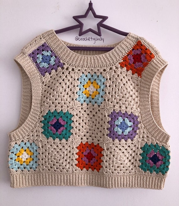 Granny Square Femme Pull Pour Grand Mere Pull Sans Manches