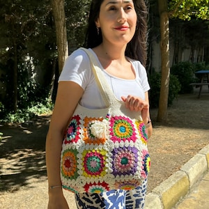 Crochet Bag, Granny Square Bag, Shoulder Bag, Patchwork Bag, Colorful Bag, Women's Bag, Summer Bag, Afghan Bag, Boho Bag, Cristamas Bag Gift image 10