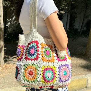 Crochet Bag, Granny Square Bag, Shoulder Bag, Patchwork Bag, Colorful Bag, Women's Bag, Summer Bag, Afghan Bag, Boho Bag, Cristamas Bag Gift image 3