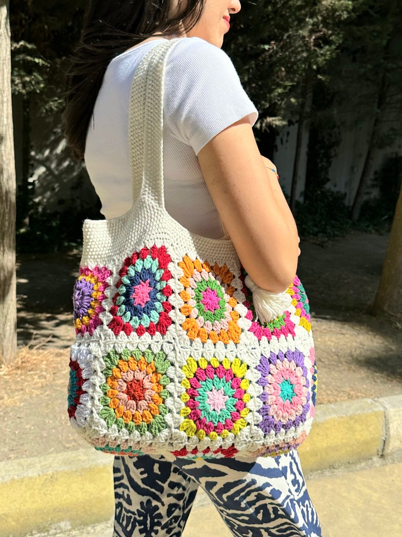 Crochet Bag, Granny Square Bag, Shoulder Bag, Patchwork Bag, Colorful Bag, Women's Bag, Summer Bag, Afghan Bag, Boho Bag, Cristamas Bag Gift image 3