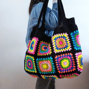 Crochet Bag, Granny Square Bag, Patchwork Bag, Shoulder Bag, Colorful Bag, Boho Bag, Summer Bag, Granny Square Afghan Bag, Gift Christmas image 4