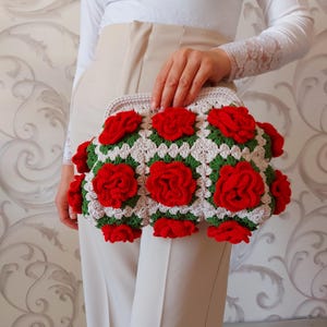Handmade Sunflower Crochet Clutch Bag: Granny Square Purse, Gift for- her, Galentine's Day Gifts Bag image 3