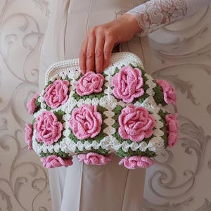 Handmade Sunflower Crochet Clutch Bag: Granny Square Purse, Gift for- her, Galentine's Day Gifts Bag image 2
