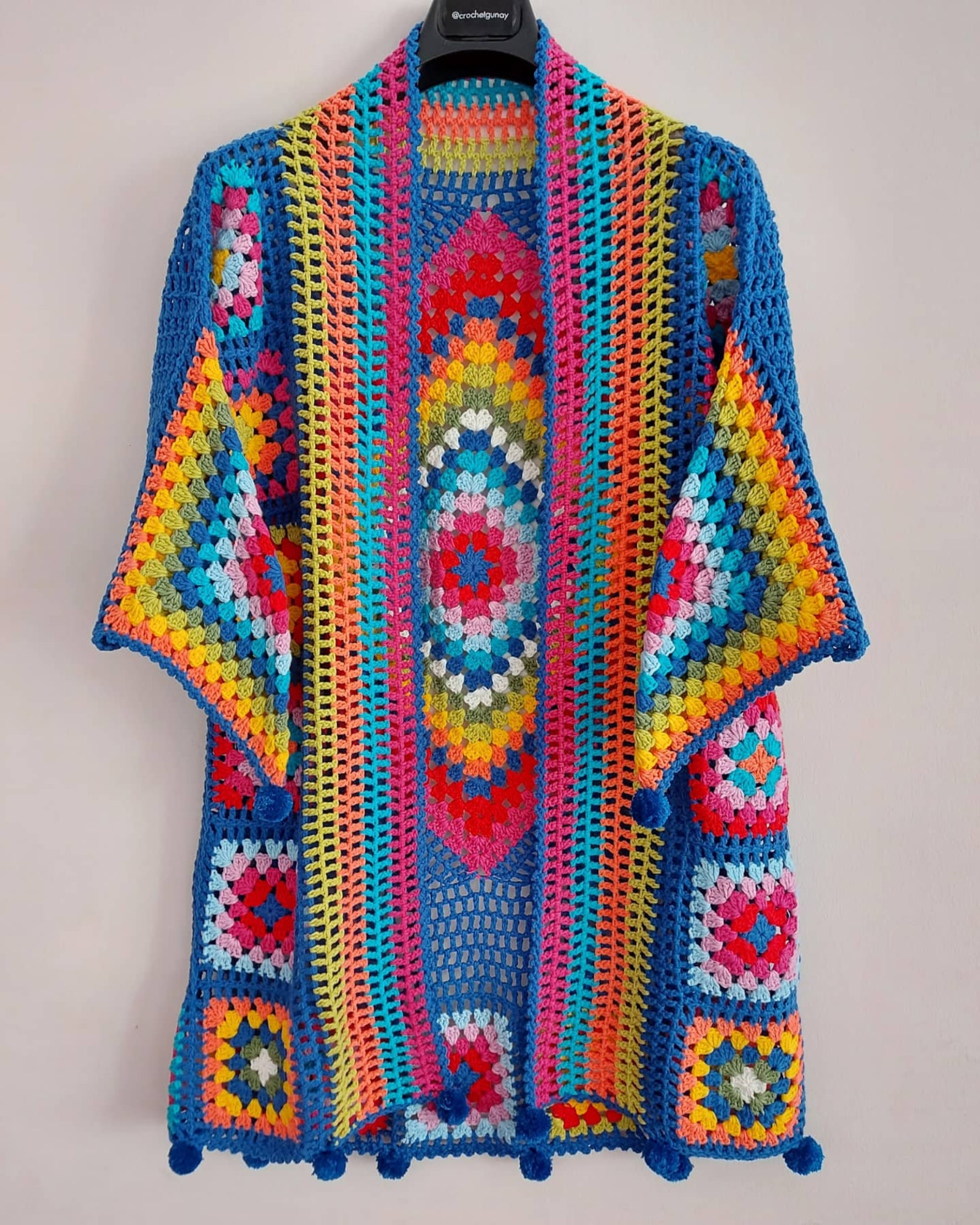 Crochet Granny Square Cardigan Crochet Boho Jacket Handknit Etsy