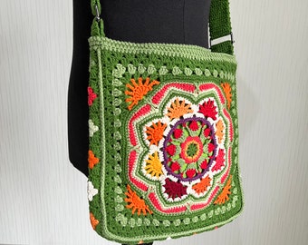 Crochet Crossbody Bags,  Crochet Green Bag, Handmade Bag, Hippie Bag, Shoulder Bag, Beach Bag, Boho Bag, for Women Bag, Gift for her, Purse