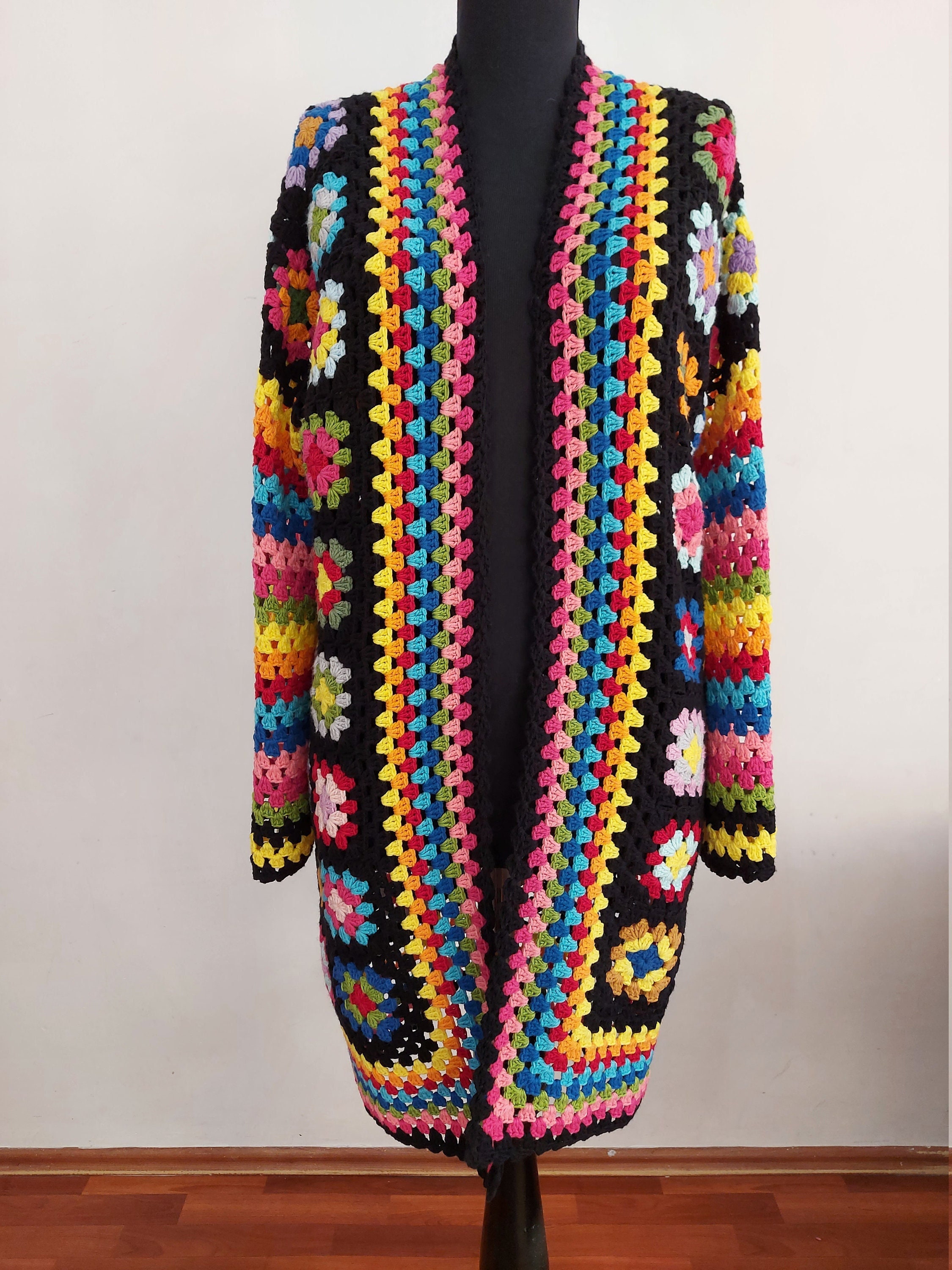 Chunky Duster Sweater, Granny Square Cardigan, Fall Fashion Chunky Duster Sweater, Granny Square Cardigan, Fall Fashion