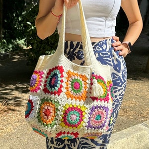 Crochet Bag, Granny Square Bag, Shoulder Bag, Patchwork Bag, Colorful Bag, Women's Bag, Summer Bag, Afghan Bag, Boho Bag, Cristamas Bag Gift image 4