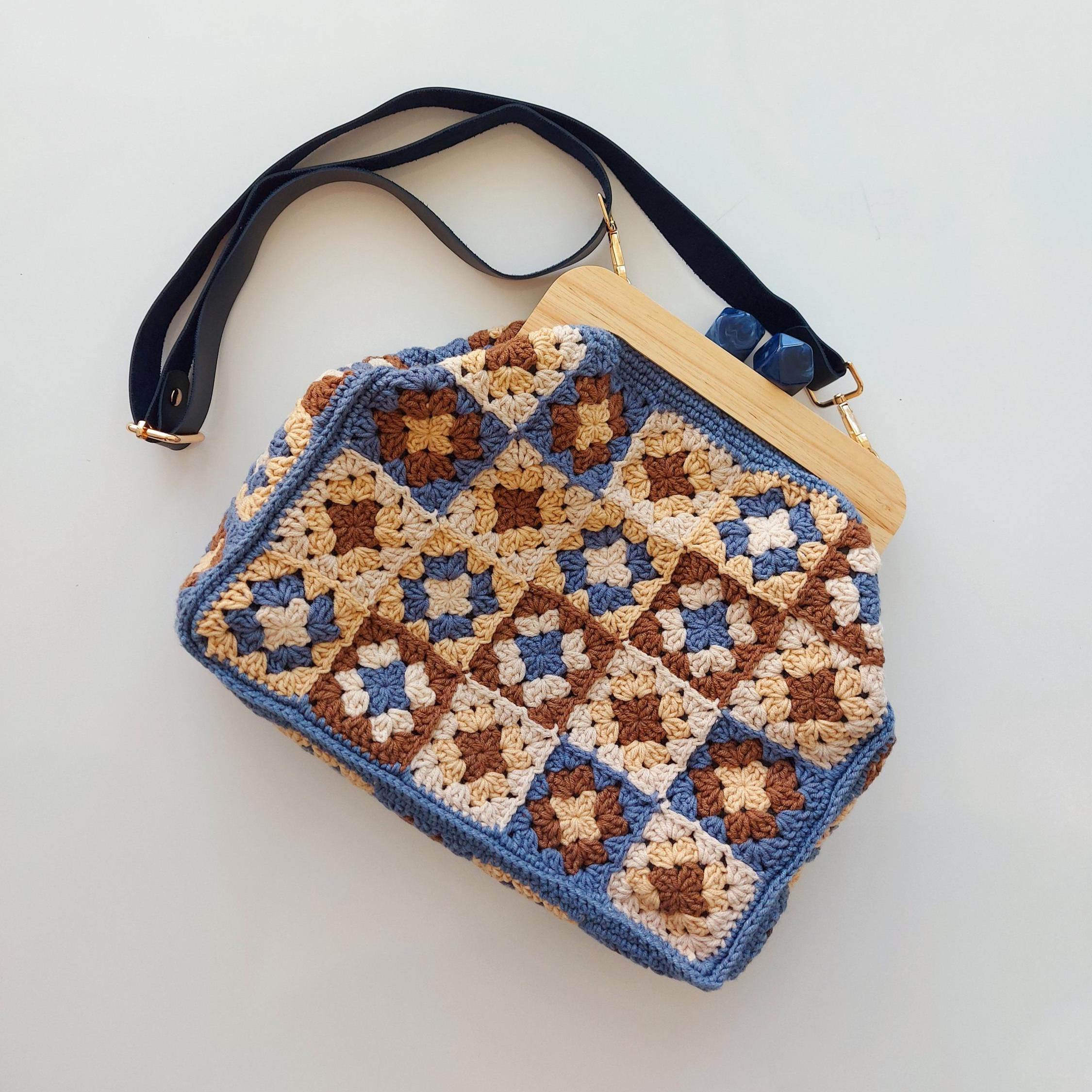 Large Kiss Lock Bag: Crochet Granny Square Bag, Top Handle Bags - Etsy