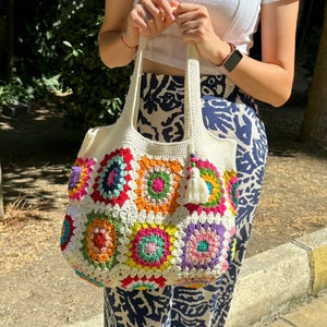 Crochet Bag, Granny Square Bag, Shoulder Bag, Patchwork Bag, Colorful Bag, Women's Bag, Summer Bag, Afghan Bag, Boho Bag, Cristamas Bag Gift image 2