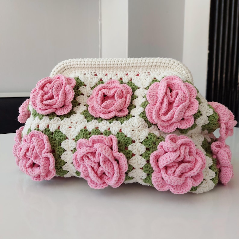Handmade Sunflower Crochet Clutch Bag: Granny Square Purse, Gift for- her, Galentine's Day Gifts Bag image 5