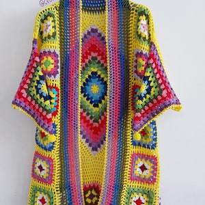 Handmade Granny Square Crochet Cardigan: Boho Patchwork Jacket