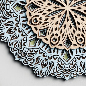 3D Mandala SVG Files, Layered Mandala DXF cut files, Laser Cut Mandala Multilayer, files for cnc router, Laser Cut template M10