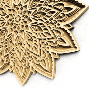 3D Mandala SVG Files, Layered Mandala DXF cut files, Laser Cut Mandala Multilayer, files for cnc router, Laser Cut template M17