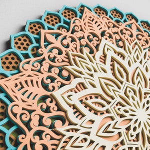 3D Mandala SVG Files, Layered Mandala DXF PNG cut files, Laser Cut Mandala Multilayer, files for cnc router, Laser Cut template M35b