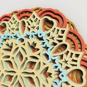 3D Mandala SVG Files, Layered Mandala DXF cut files, Laser Cut Mandala Multilayer, files for cnc router, Laser Cut template M40