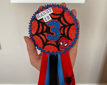 Personalised birthday badge, Spiderman birthday badge, fabric badge, Personalized birthday badge, birthday badges,