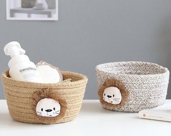 Opbergmand Kinderkamer Opbergruimte Organizer Box Lion Lion Baby Speelgoed Beige Bruin Home Decor Geweven