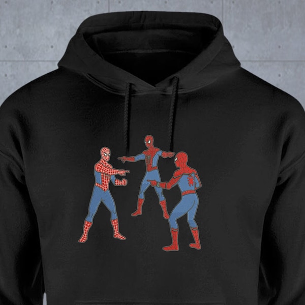 Embroidered Trio Spidey Unisex Adults Hoodie Sweatshirt