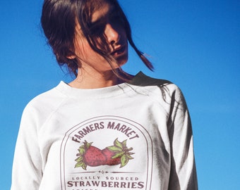 Farmers Market, Farmers Market Shirt, Strawberry Sweater, Strawberry Shirt, Strawberry Clothing, Cottagecore Clothing, Trending Sweater