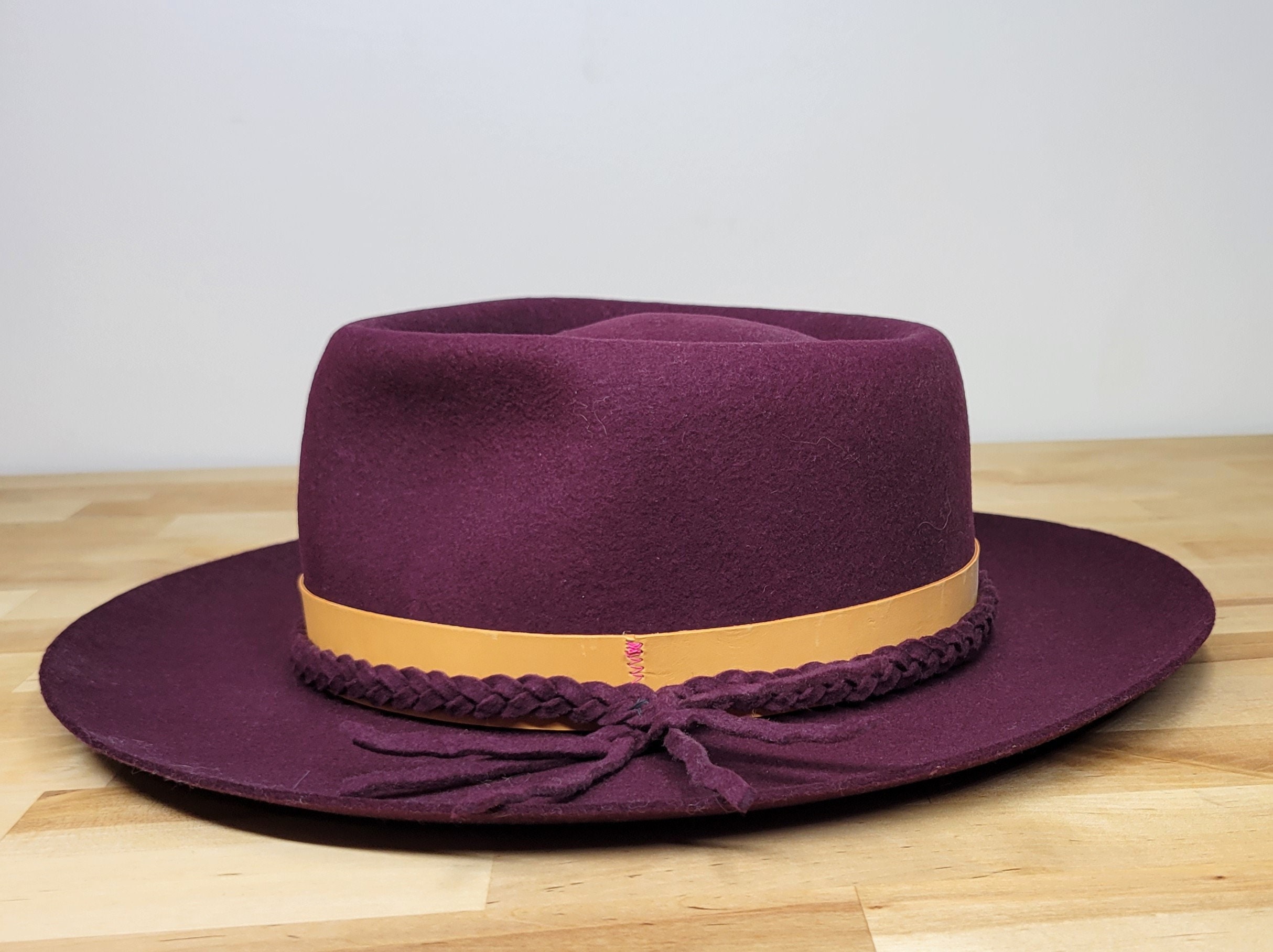 Burgundy Purple Wool Felt Fedora Mens 