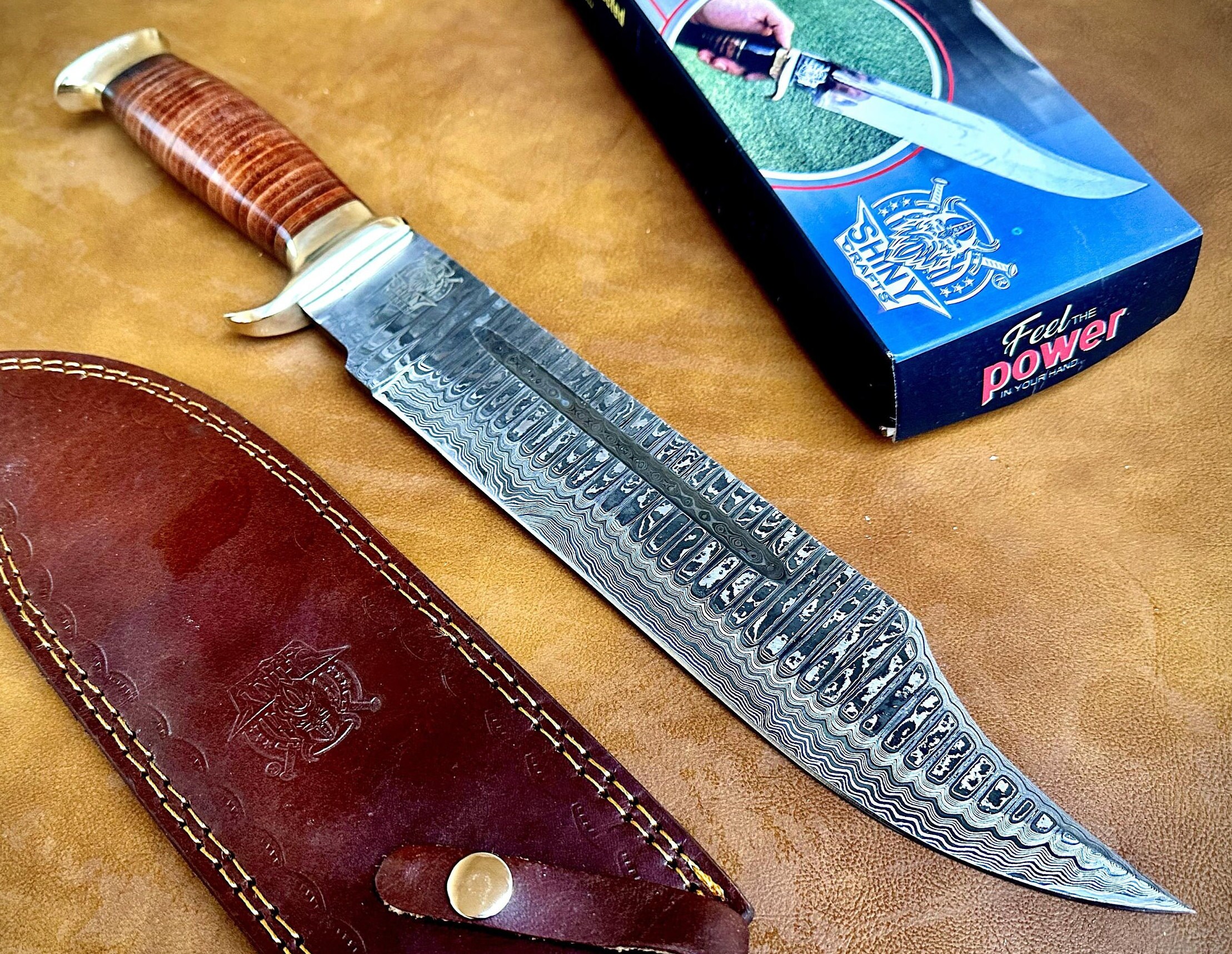 18 Large Handmade Hunting Bowie Knife, Crocodile Dundee Knife D2 Steel