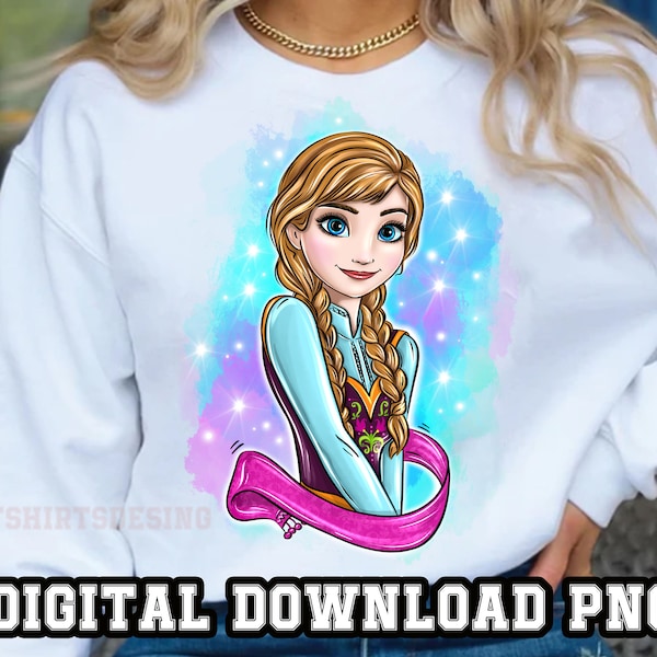 Princess Anna 1PNG files for Sublimation Frozen Design Hand Drawn for Shirt Cup gift Cartoon character clipart Digital Art Instant download