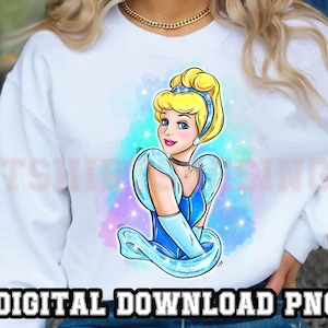 Cinderella 1 PNG files for Sublimation Princess Design Hand Drawn for Shirt Cup gift girl Cartoon character clipart Digital Instant download