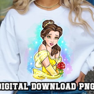 Princess Beauty 1 file PNG Sublimazione Bella e Bestia Design disegnato a mano per camicia Coppa Clipart personaggio dei cartoni animati Digital Instant download