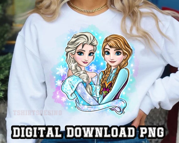 Princess Anna elsa sisters 1PNG files Sublimatio Princess Design Hand Drawn for Shirt Cup Cartoon character clipart Digital Instant download