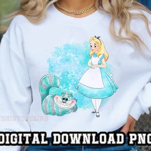 Pliki Alice 1PNG do sublimacji Projekt ręcznie rysowany na koszulkę Kubek Postać z kreskówki Alicja w Krainie Czarów clipart Sztuka cyfrowa Natychmiastowe pobranie