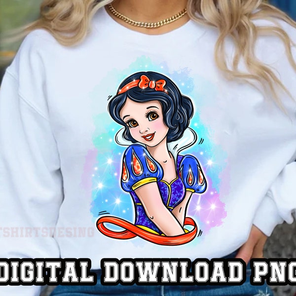 Princess Snow White 1PNG files Sublimation Princess Design Hand Drawn for Shirt Cup Cartoon character clipart Digital Instant download