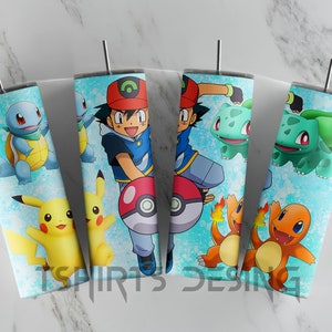 Pokemon Tumbler Pokemon design Descarga digital de Tumbler / Cartoon 20 oz Tumbler PNG / Tumbler Wrap Download / Plantilla Sublimación