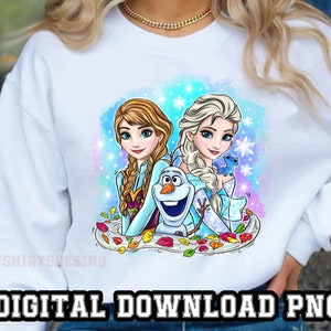 Princess Anna elsa sisters 1PNG files Sublimatio Princess Design Hand Drawn for Shirt Cup Cartoon character clipart Digital Instant download
