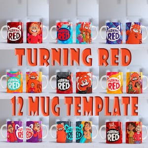 Turning Red 12 Mug Design Template JPG Digital Download Charming Mug Design Template