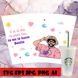 Bad Bunny Starbucks Cup Wrap Svg Un Verano Sin Ti JPG, Tumbler Wraps bad bunny png, benito jpg bad bunny EPS, Tumbler design AI