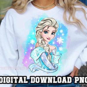 Princess Elsa snow sisters 1PNG files Sublimatio Princess Design Hand Drawn for Shirt Cup Cartoon character clipart Digital Instant download