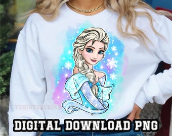 Princess Elsa snow sisters 1PNG files Sublimatio Princess Design Hand Drawn for Shirt Cup Cartoon character clipart Digital Instant download